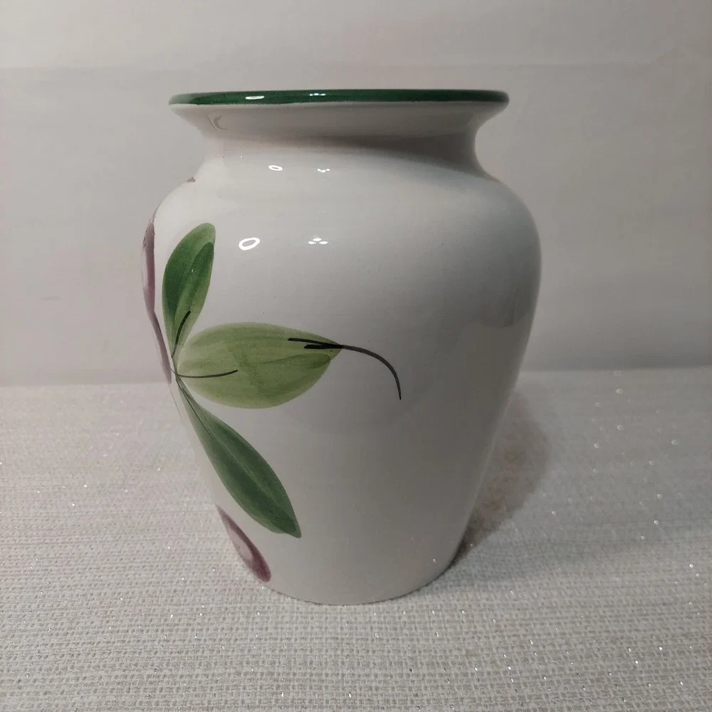 Coop Ceramiche Toscane Italy Handpainted‎ Grape Ceramic Vase White Green Purple